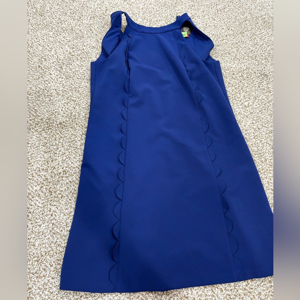 Vince Camuto royal blue mini dress with scallop detail